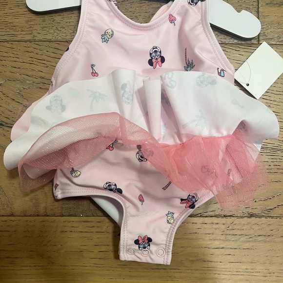 NWT Disney Baby Girl Swimsuit Tutu Minnie Mouse Pink Snap One Piece 6 months - Picture 3 of 6